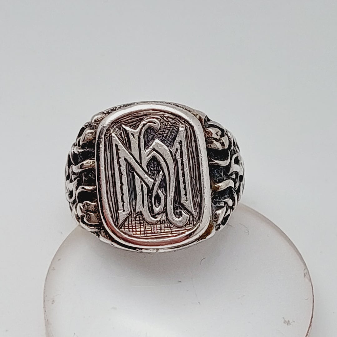 Buy Size 11 51 Antique Men's Signet Ring Initials HM MH 835 Silver Art  Nouveau Ring Online in India