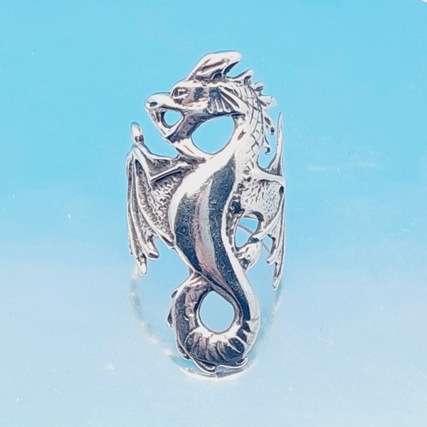 Vintage Mid-Century Ring Sterling Silber Drachen