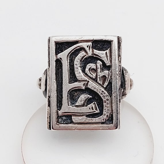 Bague Chevalière Monogramme J En Argent 800 Et Or 750 - Style Années 70/80, Neuve Avec étiquettes