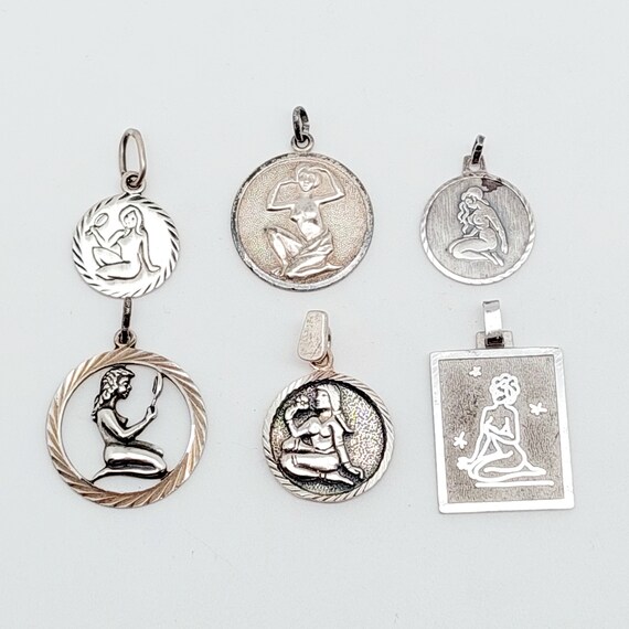 Pendentif Zodiaque Vierge En Argent 800 - 5,7 Cm - Style Vintage - Neuf Sans Emballage