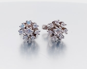 Nostalgic 585 gold stud earrings with diamonds, Christmas gift, jewelry gift for her, sparkling everyday wear