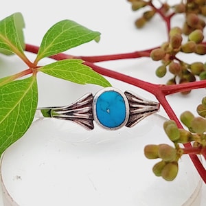 Turquoise ring 925 silver size 54 14 ø 17 mm ladies silver ring gift for her rare noble exclusive vintage design gemstone retro timeless Art Deco