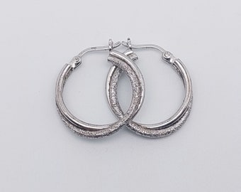 Very beautiful 925 silver hoop earrings 2 cm diamond cut