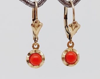 Biedermeier double earrings with coral