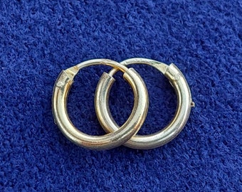 Vintage Sterling Hoop Earrings 925 Silver Earrings Gold Plated #CG2 Hoop