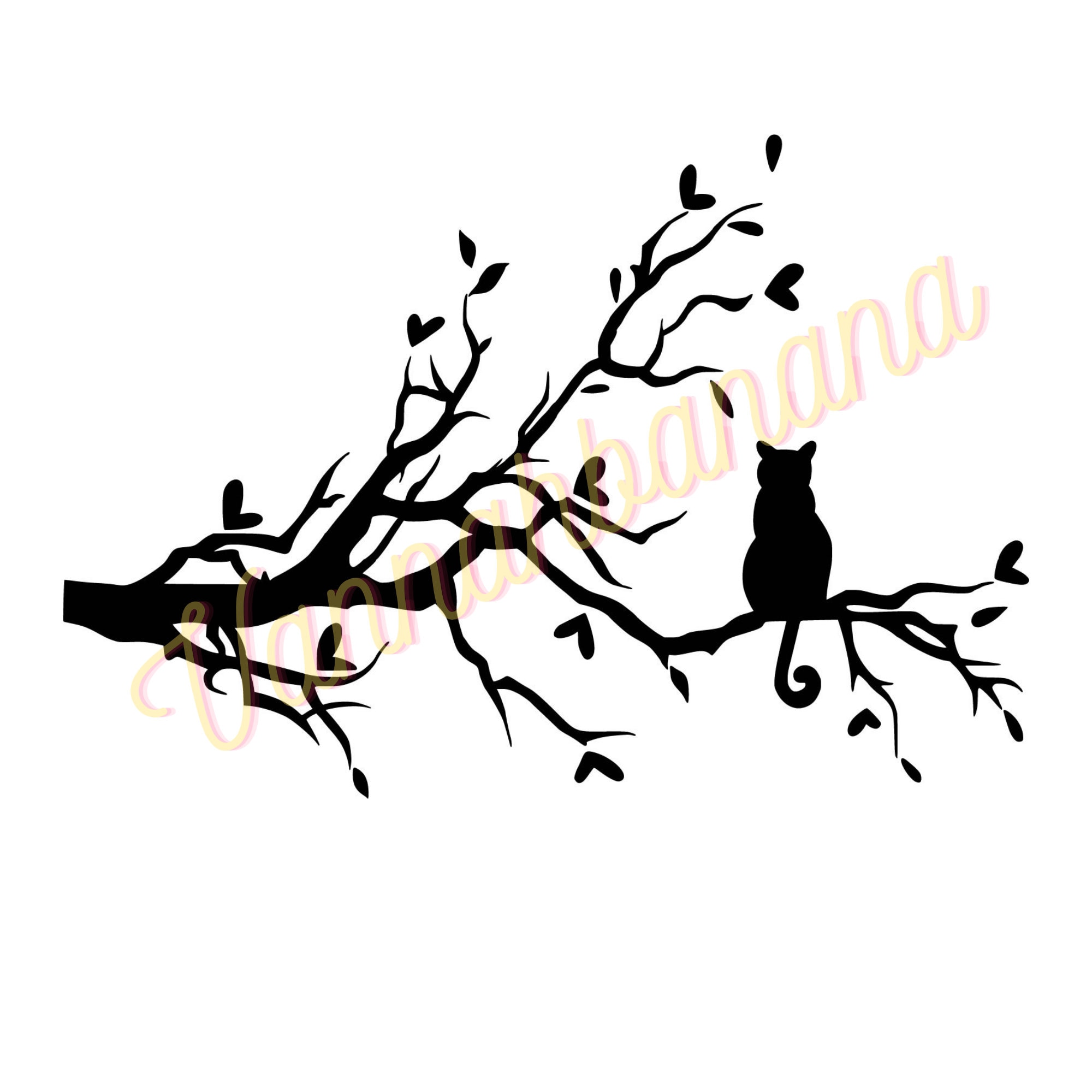 Cat in a Tree Silhouette SVG File | Etsy