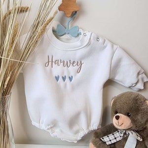 Organic cotton baby and toddler romper with name, premium quality baby sweatshirt romper, baby name clothing