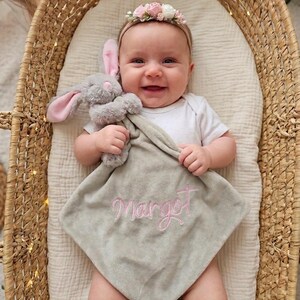 Personalised Embroidered Baby Comforter Blanket with Plush Toy: Dinosaur, Unicorn, or Bunny image 4