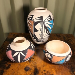 Vintage Lot Santa Fe Collection Pottery Southwest Slip Cast Vases Signed Darlene