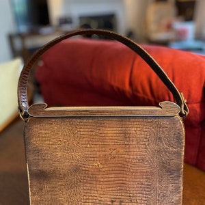 Bolso vintage de Triangle New York / Piel de lagarto / Años 50