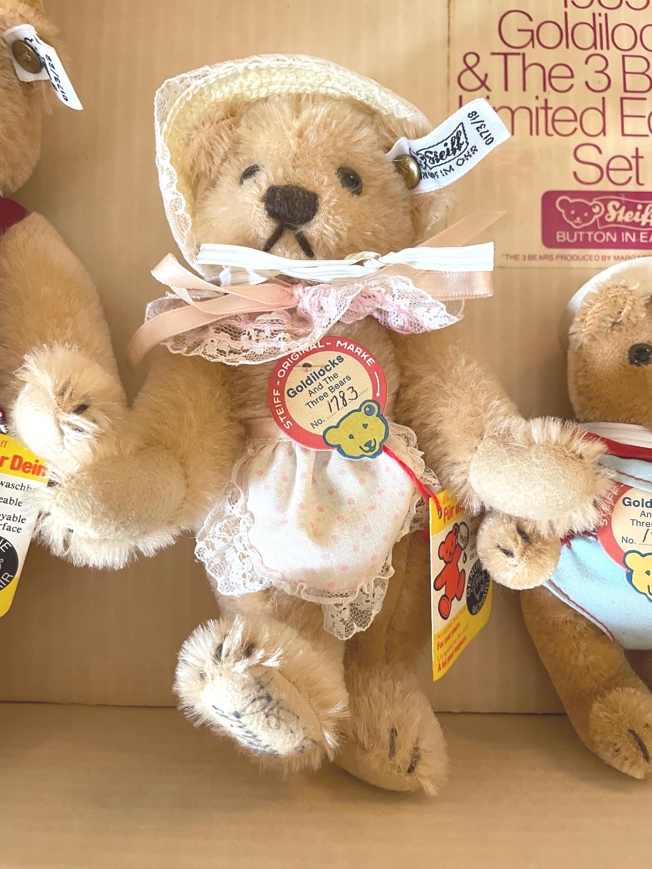 Vintage Steiff Suzanne Gibson Goldilocks & the Three Bears Mohair