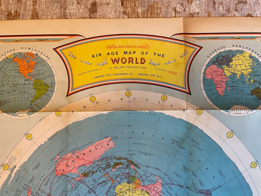 Vintage 1944 Hammond S Air Age Map Of The World 44x32 Etsy Il 1080xN.5697775609 J0js 
