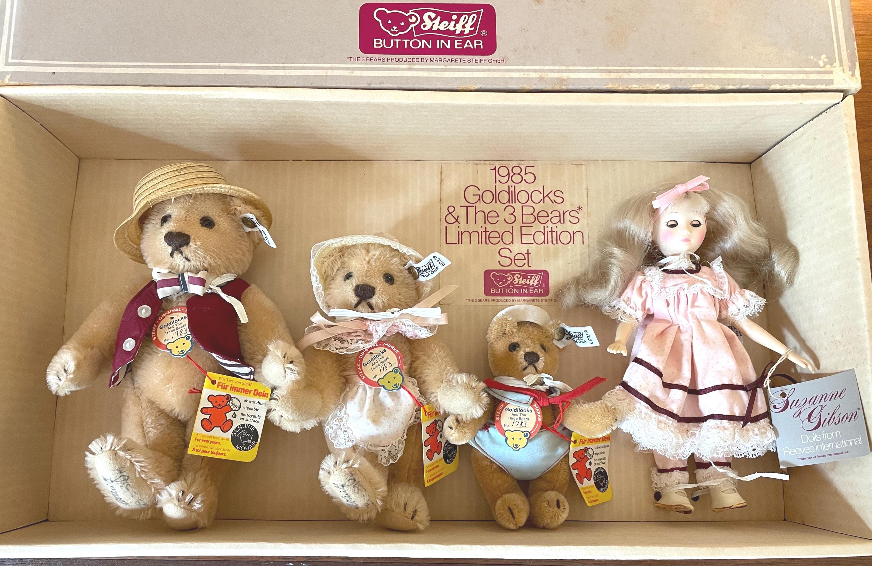 Vintage Steiff Suzanne Gibson Goldilocks & the Three Bears Mohair