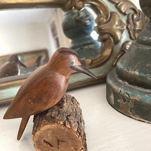 Small Hand-Carved Wood Bird Sculpture