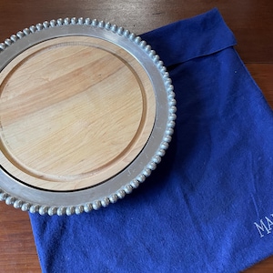Vintage Mariposa Brillante Tray Charcuterie Board 13&quot; Round Pearl Edge Design 1997 Made in Mexico Recycled Aluminum