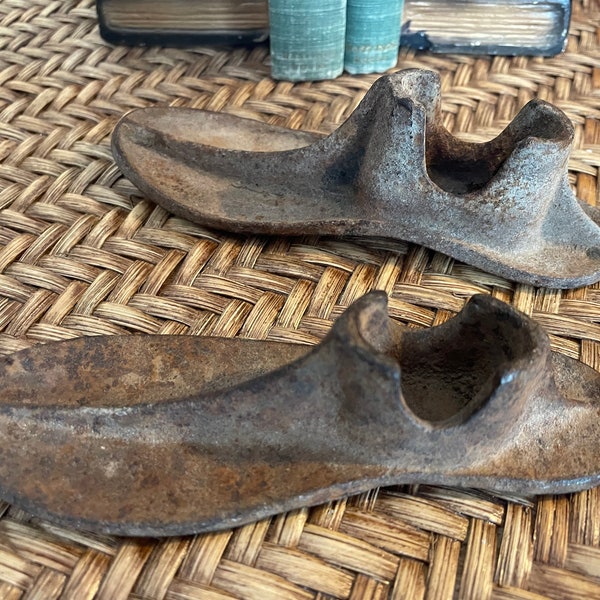 Pair of Antique Cast Iron Child Shoe Lasts Forms | Cobbler Shoemaker Tools