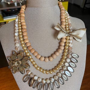 Lenora Dame Anthropologie Beaded 3-Strand Fashion Necklace