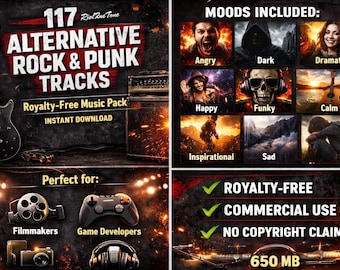 Paquete de música rock alternativa y punk: 117 pistas libres de regalías (650 MB)