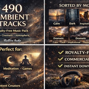 アンビエントミュージックパック – ロイヤリティフリートラック490曲 (3.57 GB) | 穏やかでダークなシネマティックなBGM