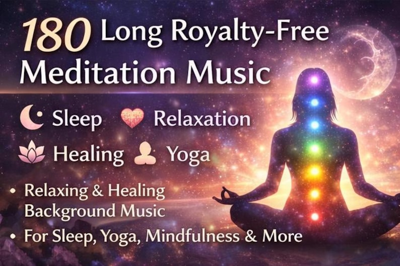 180 pistas de música de meditación sin regalías / Música relajante y curativa de larga duración para dormir, yoga, mindfulness y videos imagen 3