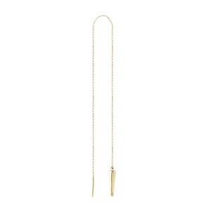 14k Solid Gold Long Threader Conic Earring, Long Chain Conical Threader, White Rose Gold Chain Earring, Double Piercing image 5