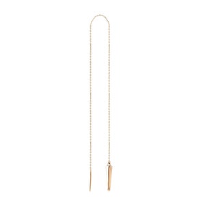 14k Solid Gold Long Threader Conic Earring, Long Chain Conical Threader, White Rose Gold Chain Earring, Double Piercing image 4