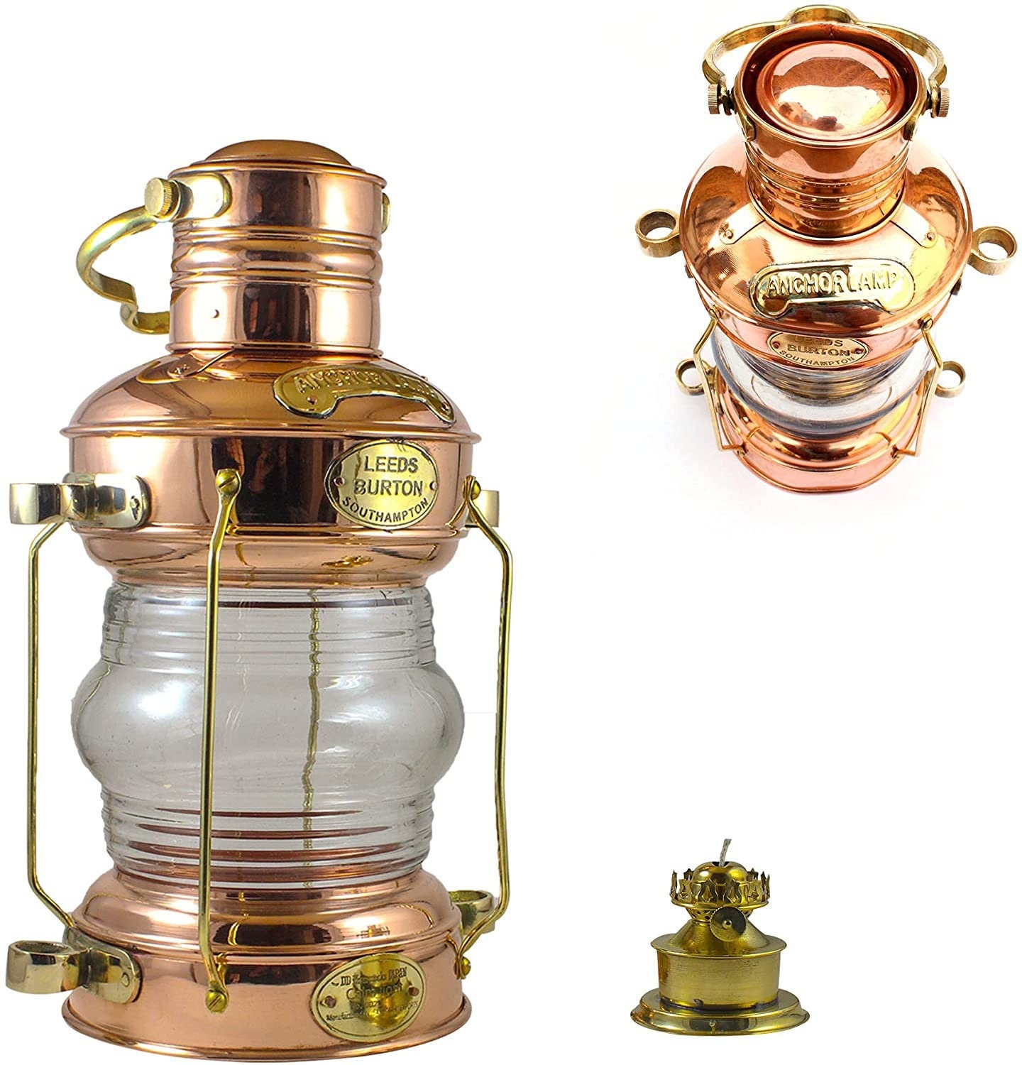 Brass & Copper Anchor Oil Lamp Nautical-Maritime Ship-Lantern Boat Light. 