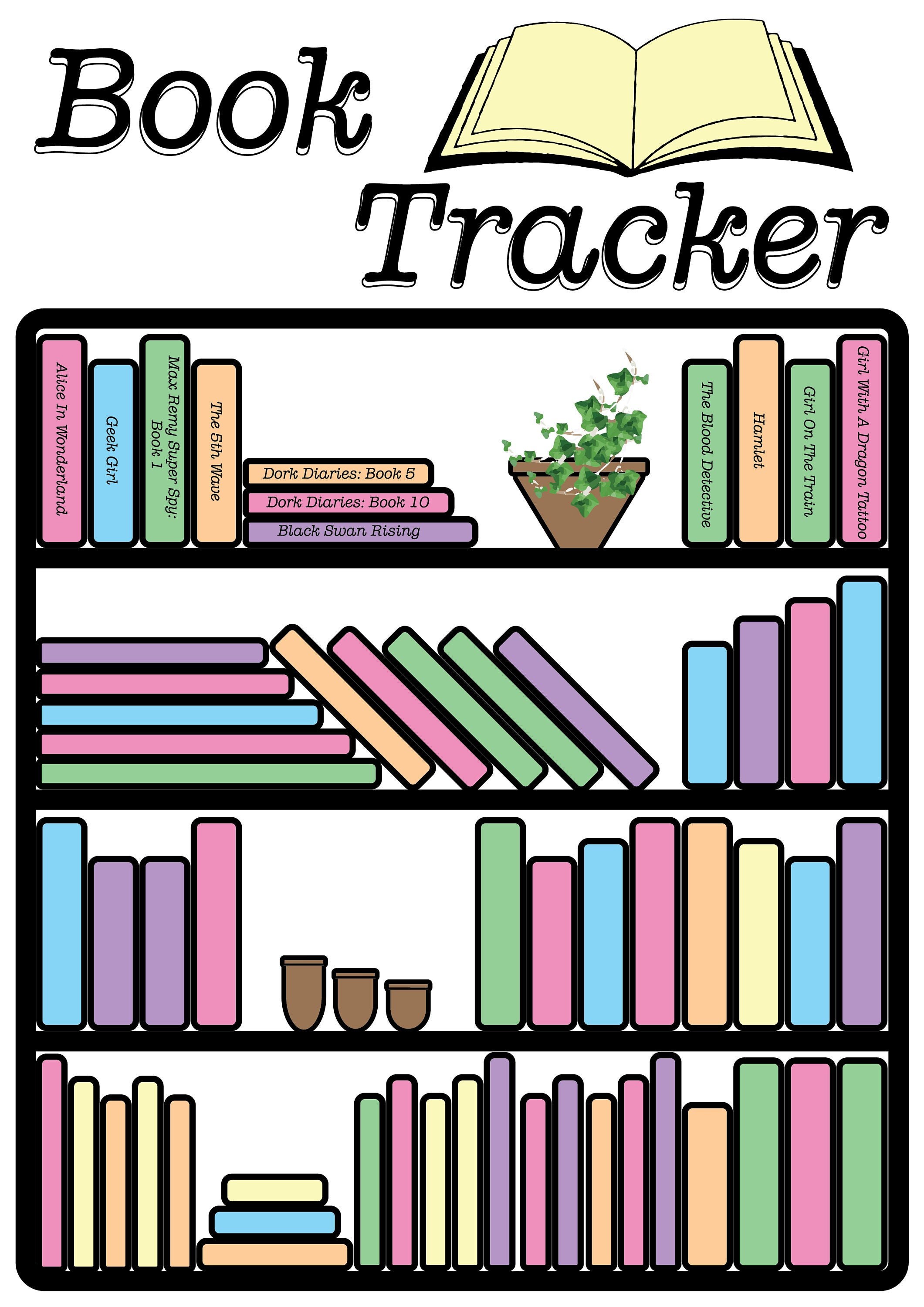 Book Tracker Bookshelf / Reviews / Fiction / Reading / Etsy Hong Kong