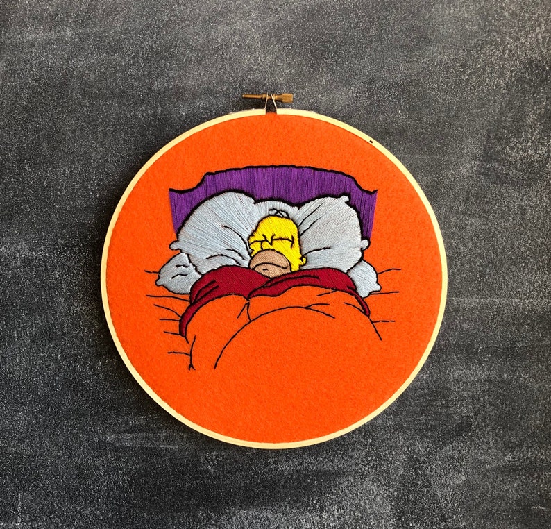 Homer Simpson Big Toasty Cinnamon Bun Handmade Embroidery Hoop Etsy.de