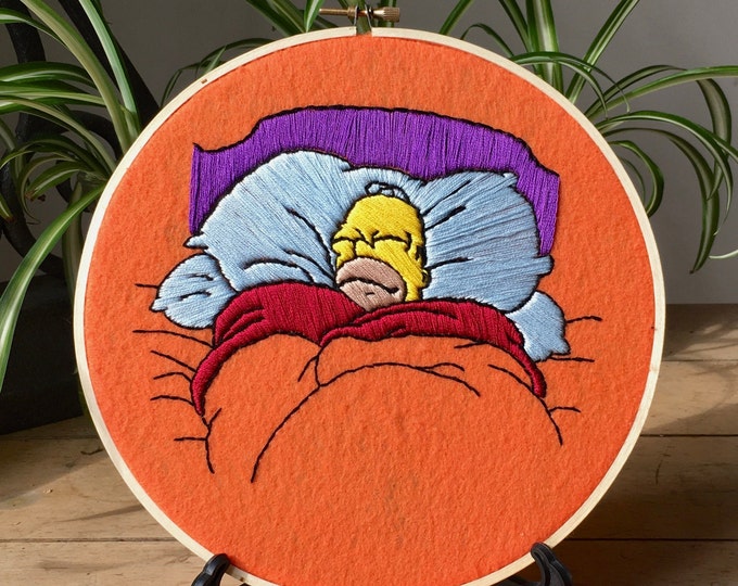 Homer Simpson Big Toasty Cinnamon Bun Handmade Embroidery Hoop Etsy