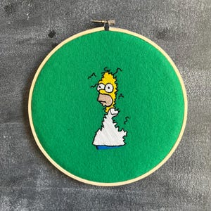 Homer in the Bushes Embroidery Hoop -- Homer Simpsons Hand Embroidery Hoop -- 8&quot;-- Handmade