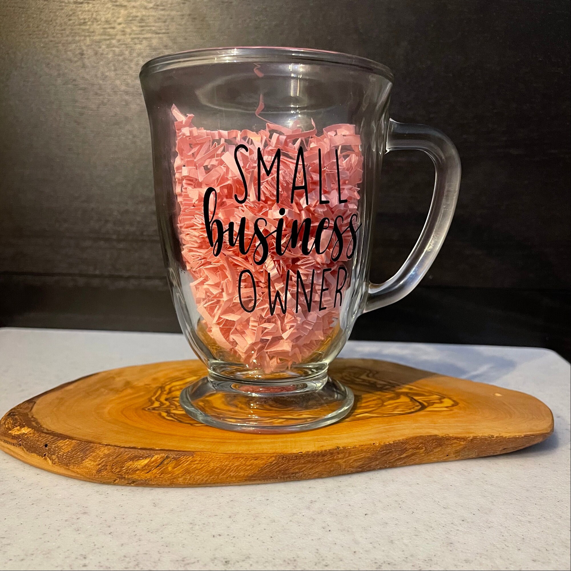 Personalized Clear Glass Coffee Mug Small Business Owner Etsy