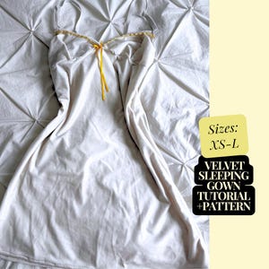 Nachtjapon pyjama naaipatroon en pdf-tutorial | Gemakkelijke fluwelen onderjurk lingerie | Patroon nachtkleding voor beginners XS–L|Directe download