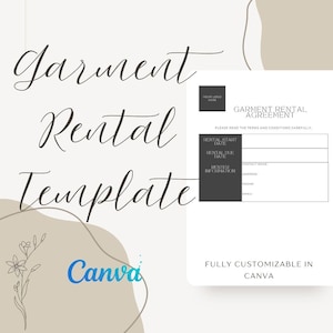Garment, Uniform, Dress, Costume Rental Agreement Contract, Policy|Professional Agreement|Editable Text Template|Instant Download|Customize