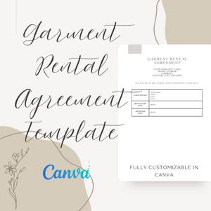 Garment, Uniform, Dress, Costume Rental Agreement Contract, Policy|Professional Agreement|Editable Text Template|Instant Download|Customize