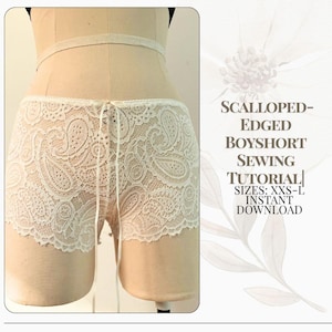 Tutorial di cucito per pantaloncini con bordo smerlato/Adatto ai principianti/Cartamodello di cucito PDF/Tutorial per lingerie da donna/Come fare/Fai da te/Download immediato (xXS-XL)