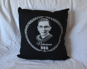 Ruth Bader Ginsburg "Notorious RBG" Custom T-shirt Pillow - Handmade!