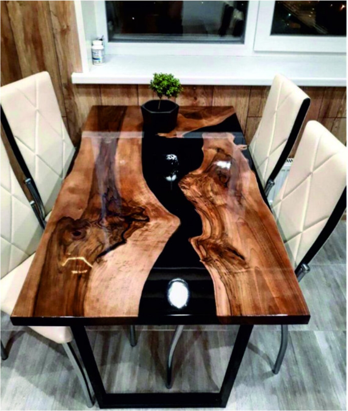 Beautiful unique epoxy Table river live edge to kitchen or Etsy