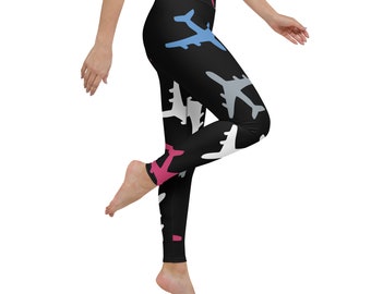 Big Planes Yoga Leggings (Pink/Aqua)