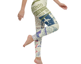Passport Stamps Yoga Leggings (Light)