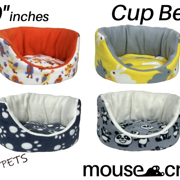 10 "   Cuddle Cup Soft Fleece Bed with Removable Soft Pad and Small Pillow, Guinea pig, skinny pig, Hedgehog, etc...