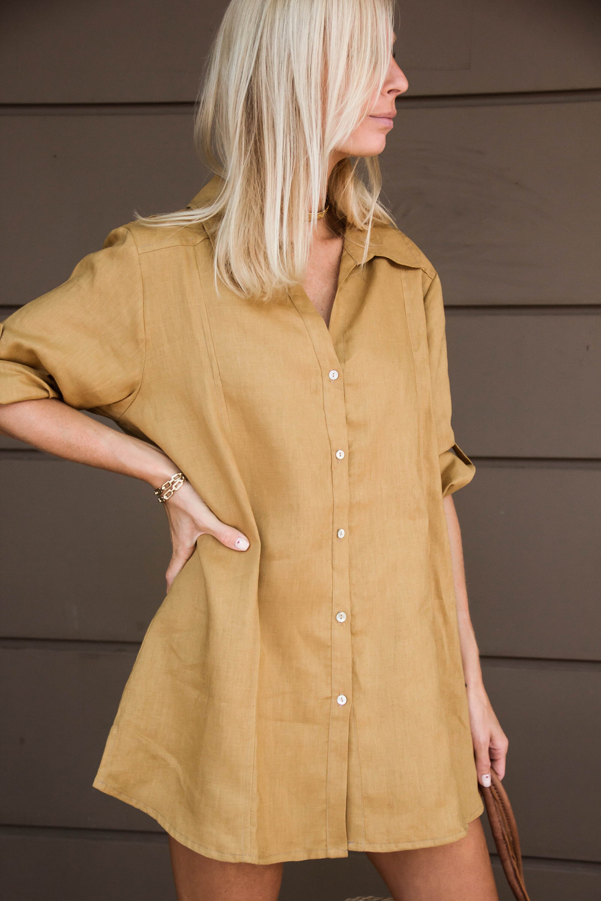 Handmade 100 Linen Shirt in Beige Summer Pure Linen Dress Etsy