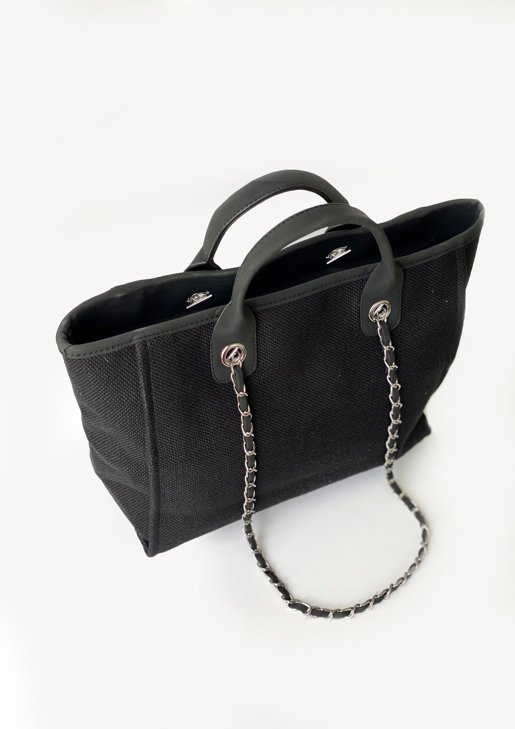 Classic Canvas Tote Bag in Black Black Summer Tote Bag Etsy