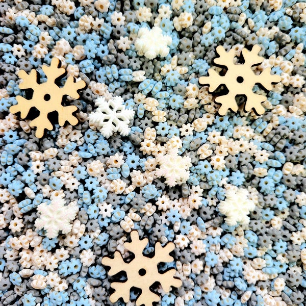 Snowflake Sensory Bin Filler, Winter Sensory Bin Filler, Colored Pasta, Winter Loose Parts, Snow Activities, Sensory Play for Toddler, Kids