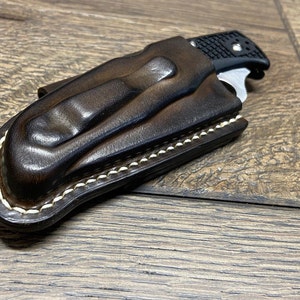 Fodero in pelle orizzontale per coltello pieghevole Spyderco Endura 4 - Posizione clip originale di fabbrica