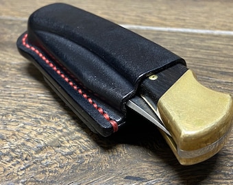 Horizontal Leather Sheath for Buck 110 Folding Knife (No Flap)