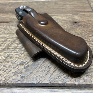 Horizontal Leather Sheath for Spyderco Paramilitary 2 Folding Knife
