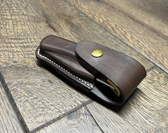 Horizontal Leather Sheath for Buck 110 Folding Knife (with Flap)