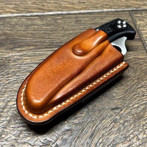 Horizontal Leather Sheath for Spyderco Endura 4 Folding Knife - New Clip Position