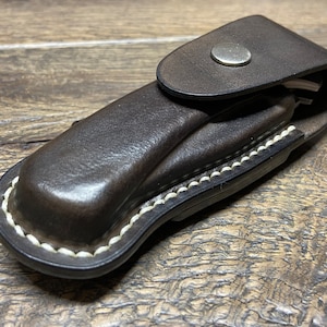 Horizontal Leather Sheath for Benchmade Mini Crooked River Folding Knife